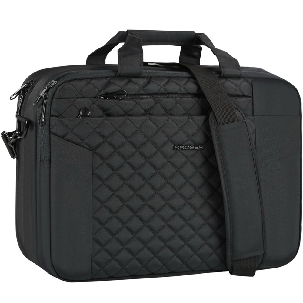NWOT. Black Quilted Messenger Bag